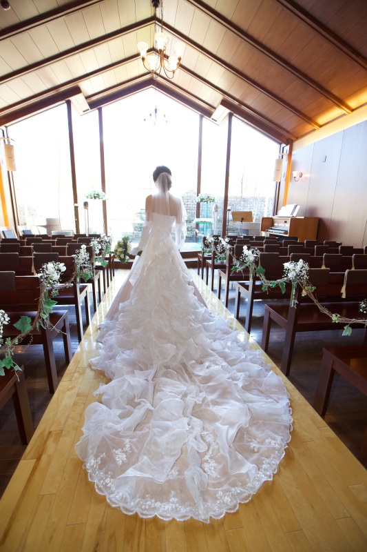 ペット同伴の結婚式花嫁